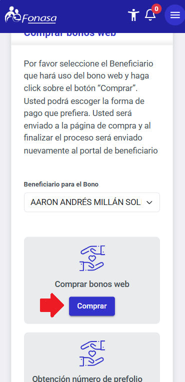Opción de compra de bono en Mi FONASA