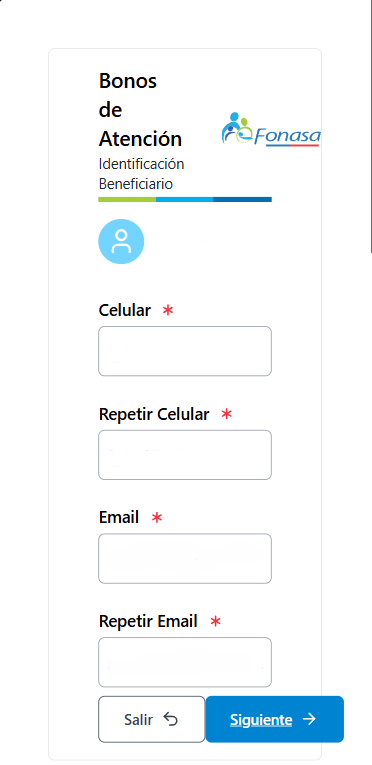 Selección del beneficiario en Mi FONASA